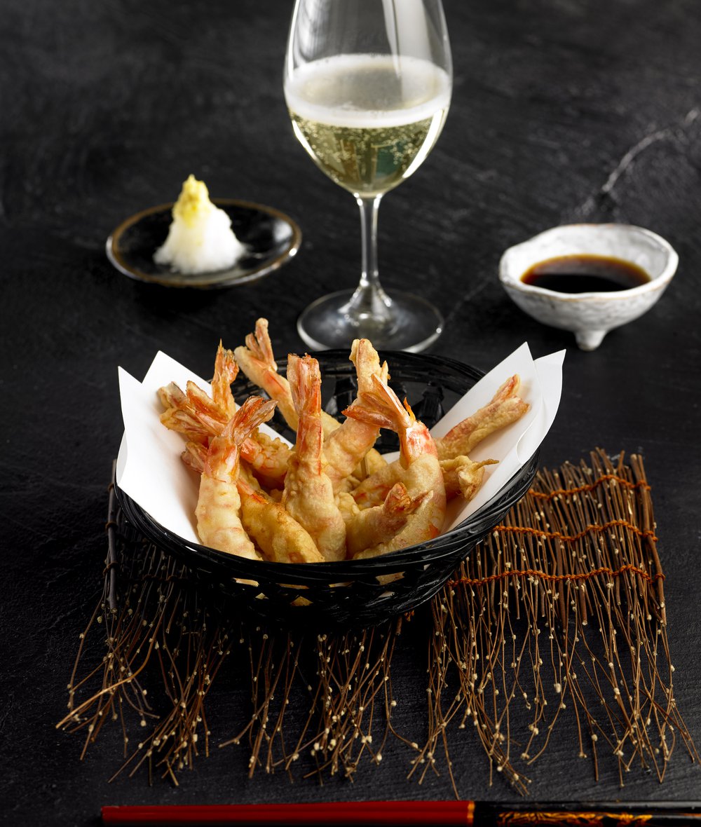 Cava Reserva y Tempura de Gambas Japonesa